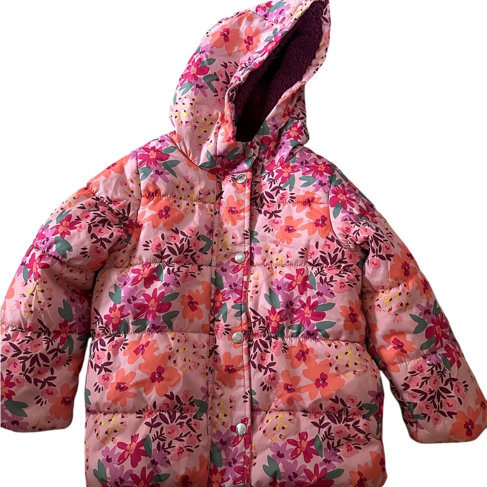 Carter’s Kids Floral Pink Puffer Jacket with Hood